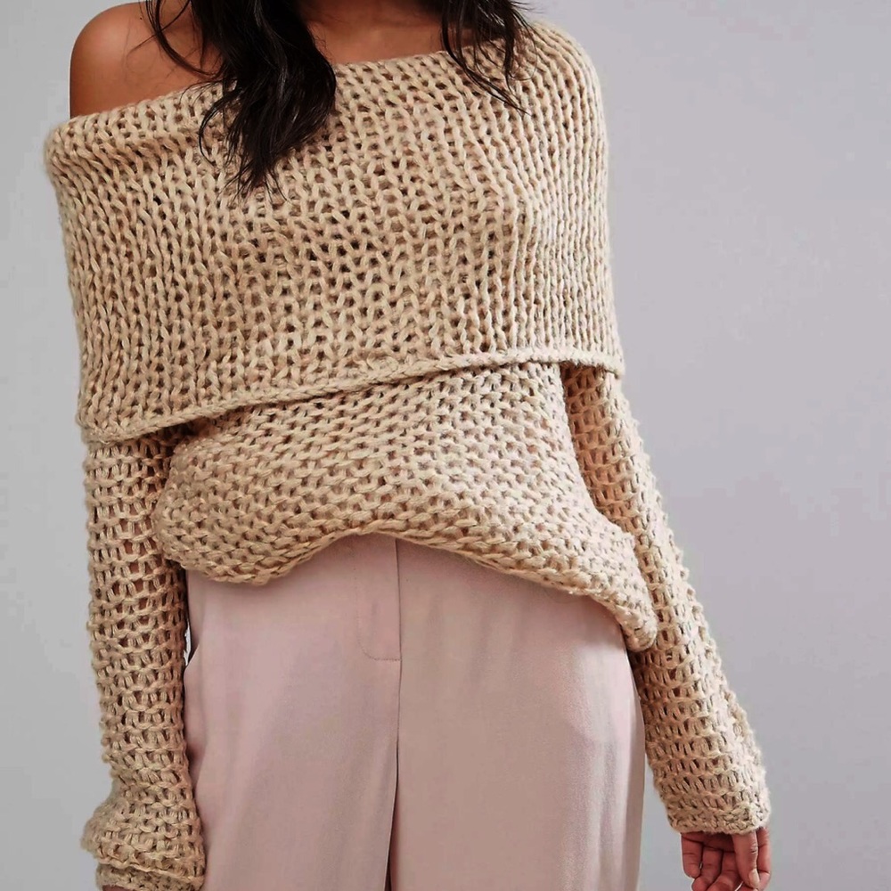 ASOS chunky knit off shoulder sweater 🌸